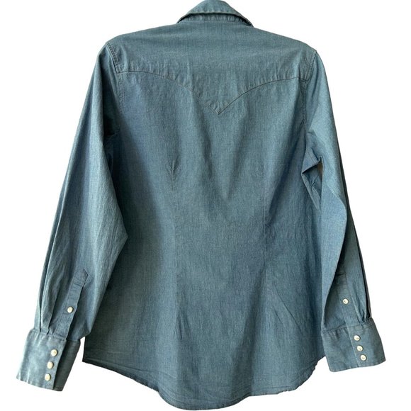 Wrangler Women's Blue Western Button-Up Shirt Long Sleeve Size Large - Picture 5 of 5